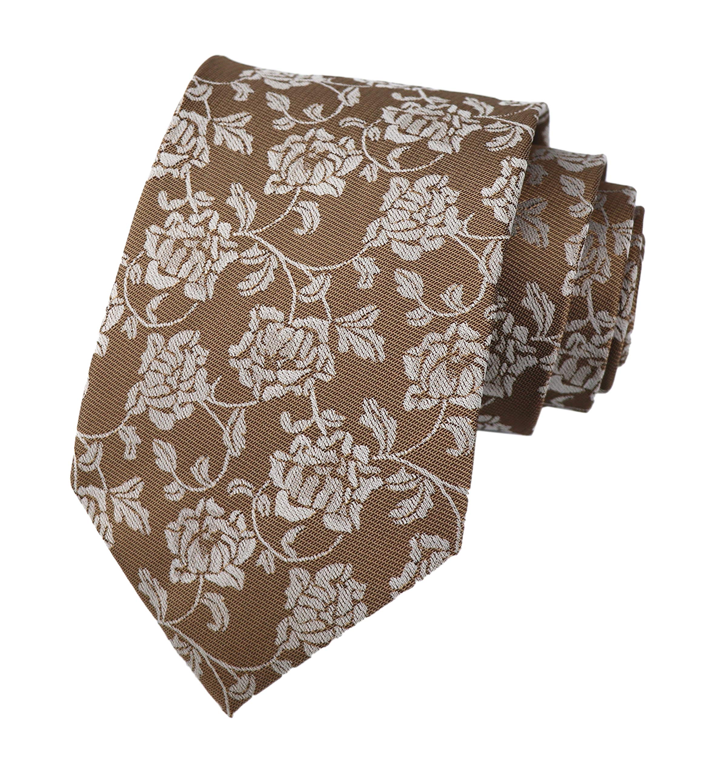Elfeves Men's Tie Cravat Jacquard Luxury Small Floral Pattern Wedding Necktie