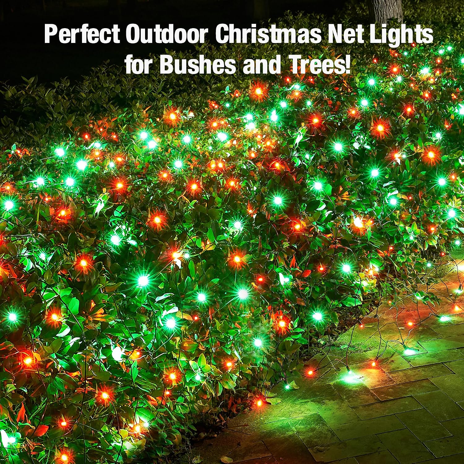 Led Red and Green Christmas Net Lights Outdoor Christmas Bushes Lights 120Led 6ftx5ft, Connectable Outdoor Indoor Mesh Net Lighting for Xmas Holiday, Garden, Lawn, Shrubs, Trees, Bushes Decorations