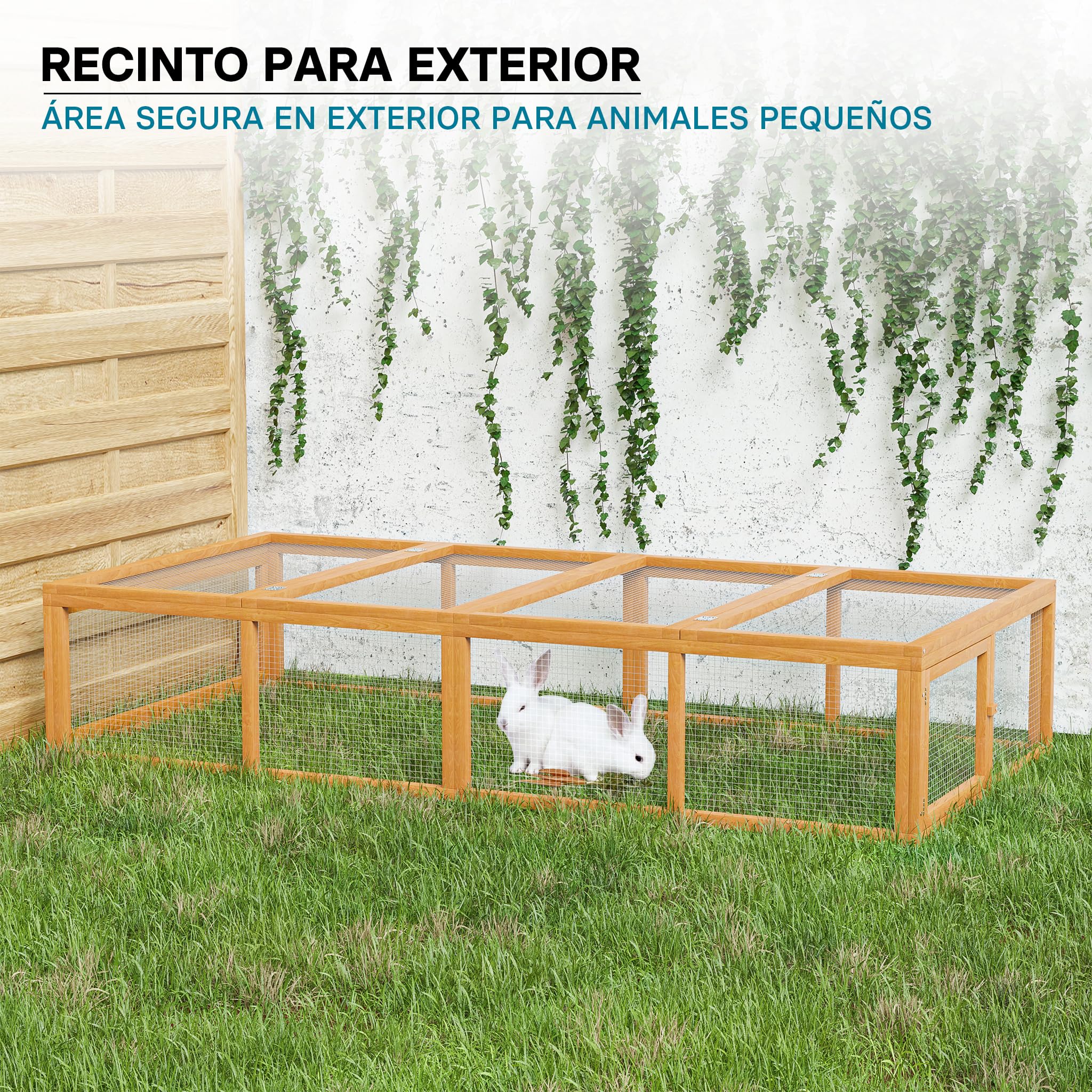 Wiltec Conejera Grande de Madera 1800 x 900 x 480 mm Jaula para Animales pequeños como Conejos y cobaya, recinto con Malla Resistente, Ideal para Jardines y terrazas, fácil Acceso