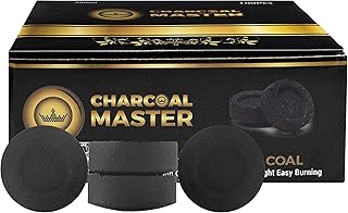 Charcoal Masters Hookah Coals Instant Light - Premium Charcoal Briquettes for Hookah Set, Smoking, Incense - 45 Minute Burn, Low Smoke, No Artificial Flavors - 33mm Coal Disks for Shisha, 100 Pack