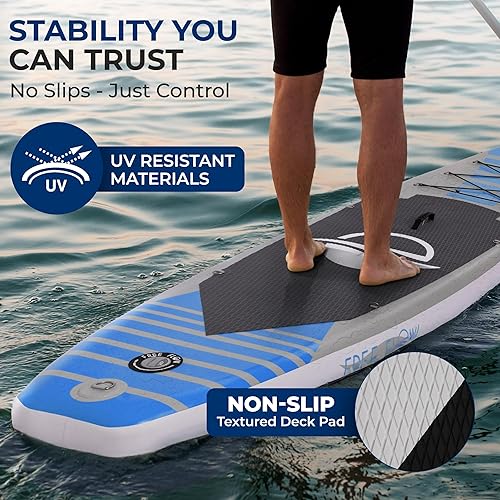 Vista 4 de SereneLife Inflatable Stand Up Paddle Board - Wide Stable Design, Non-Slip Deck for Adults & Youth with Premium Paddle Board Accessories: Carry Bag
