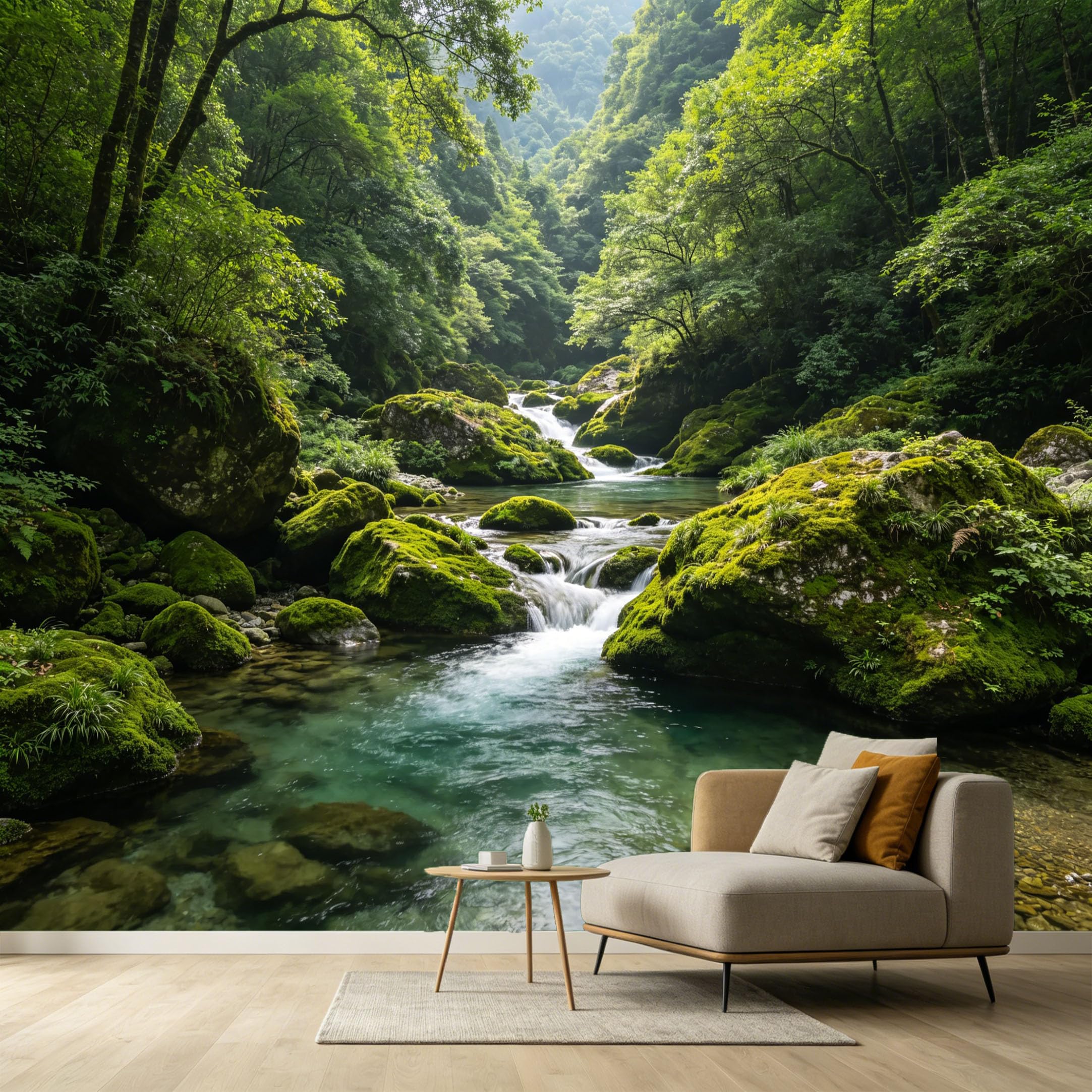 Custom Size Wall Murals Forest Stream Landscape Mountain Lake Waterfall SelfAdhesive Wall Fabric Removable Large Wallpaper for Photo Living Room Interior Decor Home