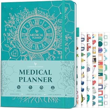 Legend Medical Planner Large Health Tracker Journal to Track Meals, Symptoms, Blood Pressure, Lab Test Results Med & Wellness Notebook for Daily Self-Care & Health Goals, 8.3x11.2 Turquoise