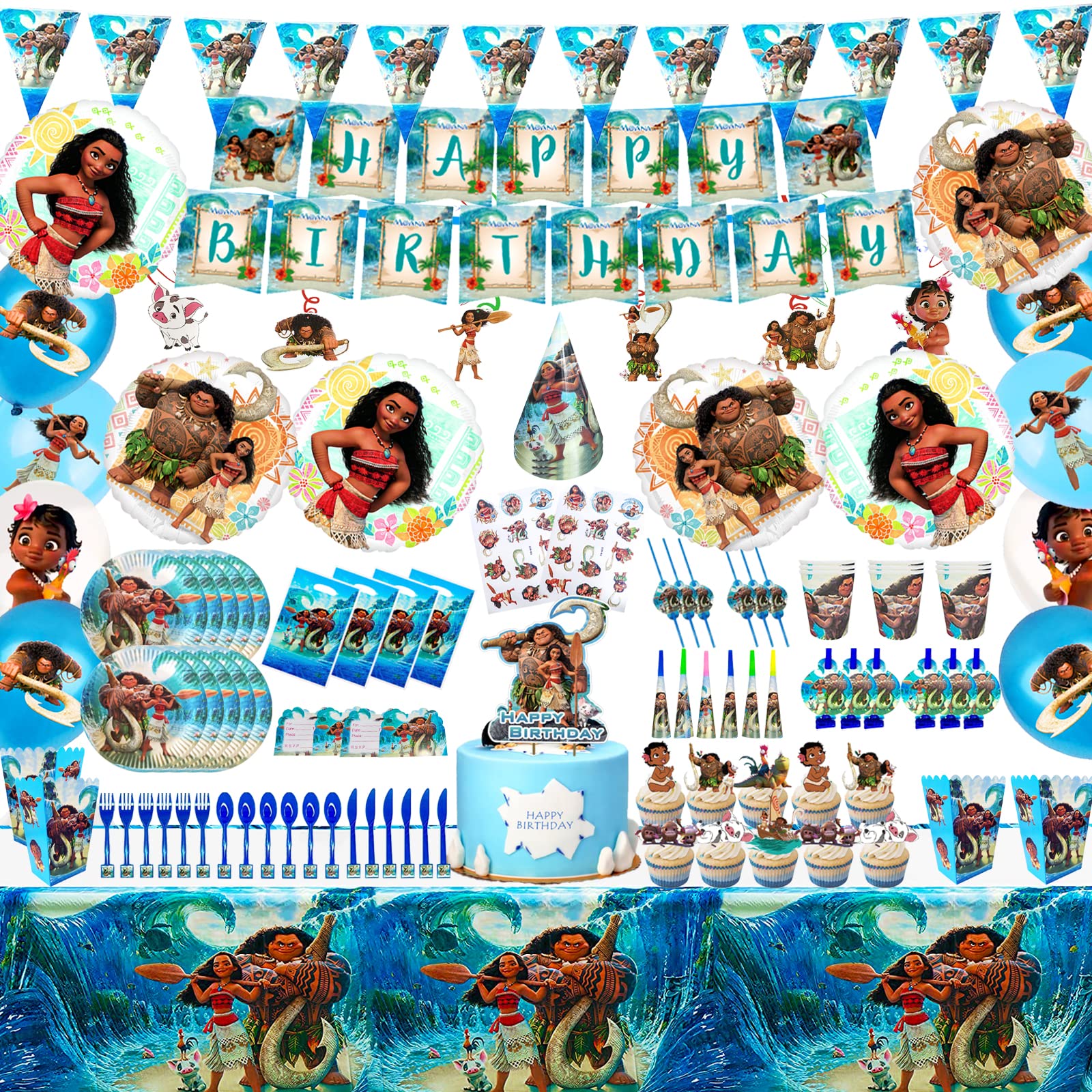 Buy Party Decorations, Moana Birthday Party Supplies for 10 Guests Includes Birthday Banner