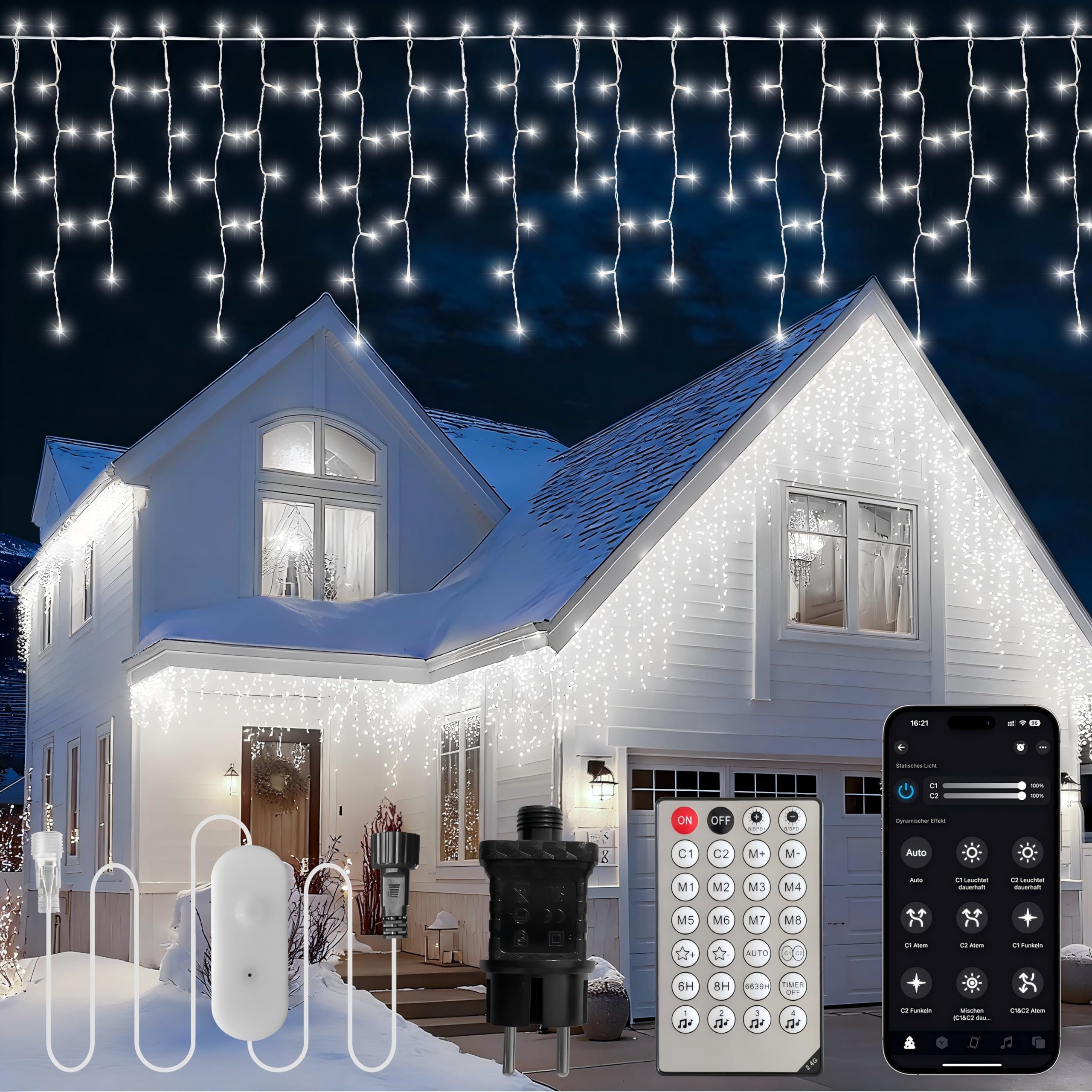 jackfru 10 bastoncini LED da giardino a forma di stella con batteria e timer, IP65 stelle, illuminazione natalizia, illuminazione da giardino, decorazione per esterni, balcone, Natale