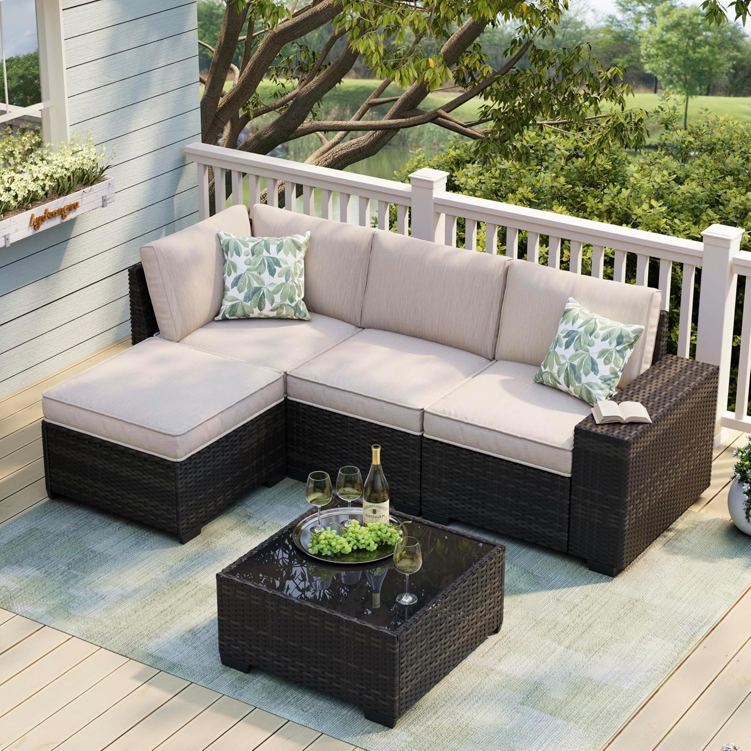 JOYURE 5 Pieces Patio Furniture Set Outdoor Sofa with