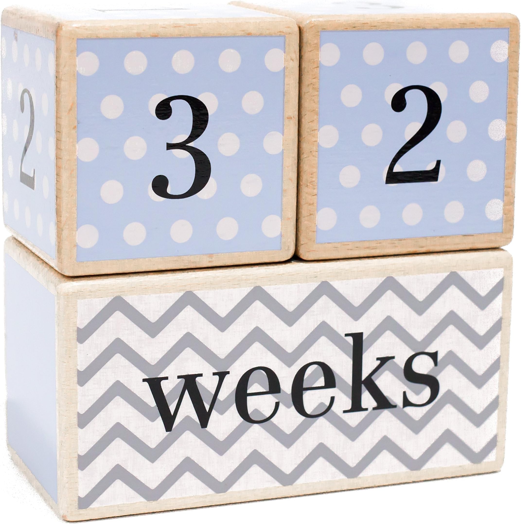 Solid Wood Milestone Age Blocks in Blue. Baby Age Photo Blocks and Photo Props…