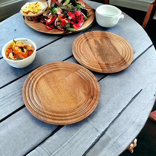 Miniatura 8 de Alpha Living Home Placa de carga de madera, juegos de platos de carga de madera, cargadores de madera para platos llanos, manteles individuales de