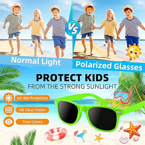 Miniatura 10 de 16 lentes de sol para niños a granel, gafas de sol de neón con protección UV400 para niños de 3 a 5 4 a 8 años para verano, piscina, playa, fiesta,