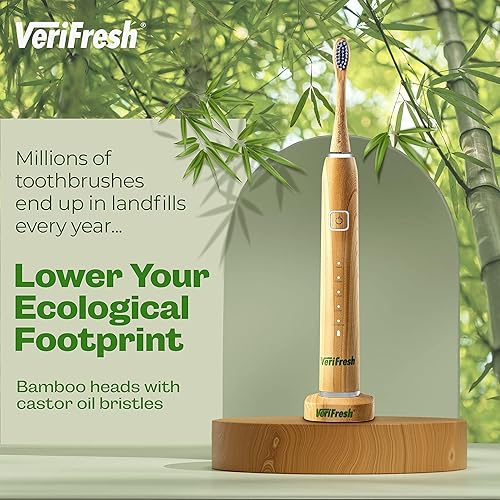 Miniatura 3 de Cepillo de dientes Sonic Bamboo - Cabezales de bambú biodegradables con cerdas de aceite de ricino - Incluye 2 cabezales de cepillo