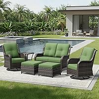 Vista 42 de Joyside Silla mecedora giratoria para exteriores para patio, mecedora de mimbre para exteriores con cojines de tela de olefina adecuada para porche