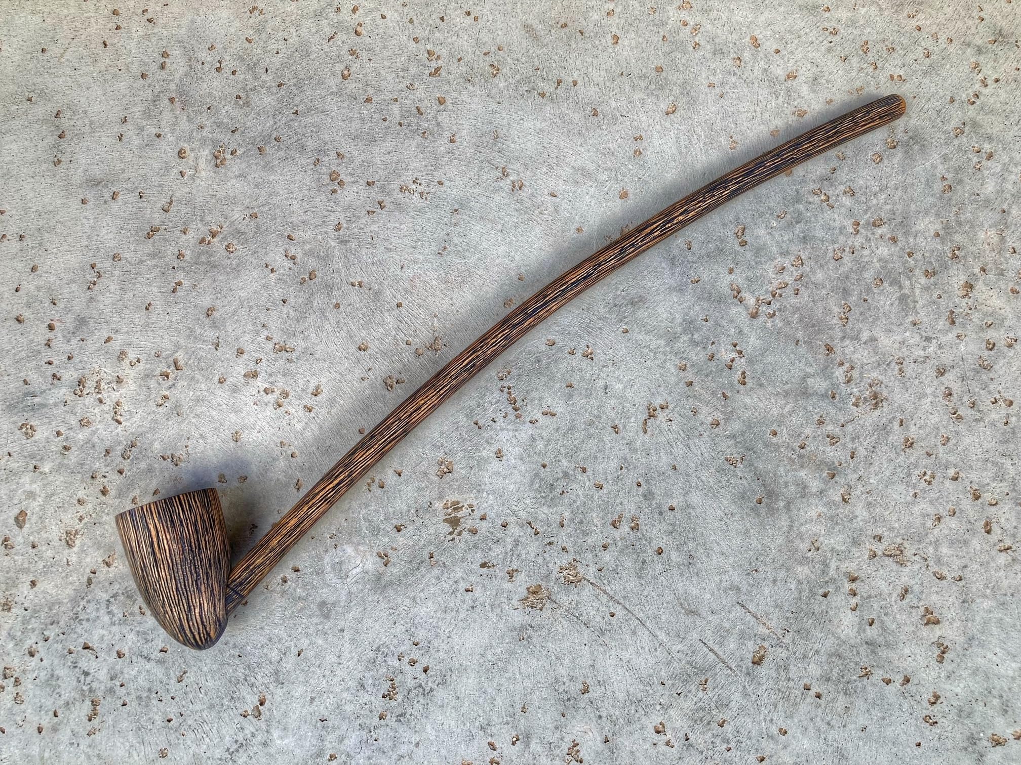 Long Stem Wizard Tobacco Pipe Wooden Smoking Pipe Churchwarden Brushed Black and Natural Finish : Health & Household