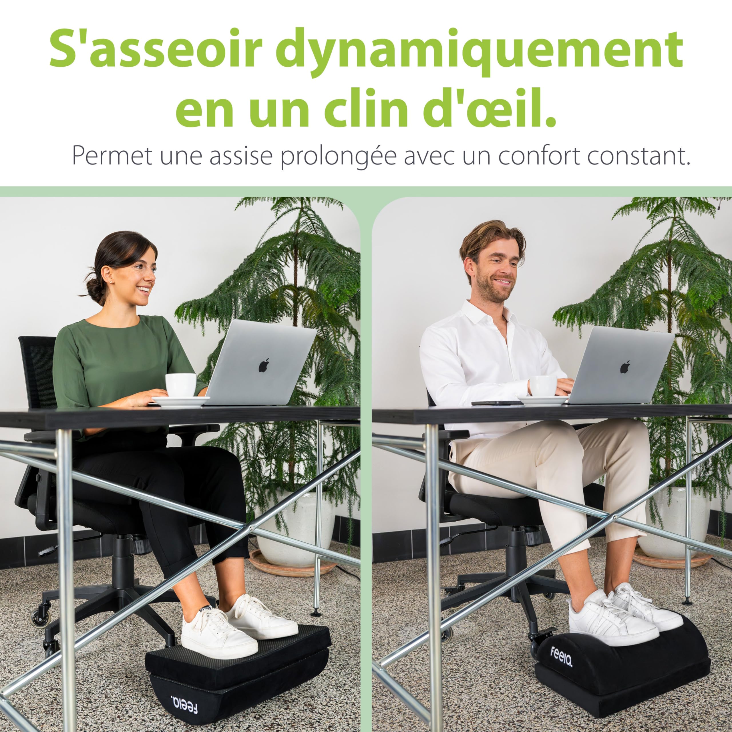 feela.® Repose-pieds ergonomique pour bureau & Co | Utilisable comme tabouret, repose-pieds ou repose-pieds au bureau | Foot Rest | Réglable en hauteur (Noir)
