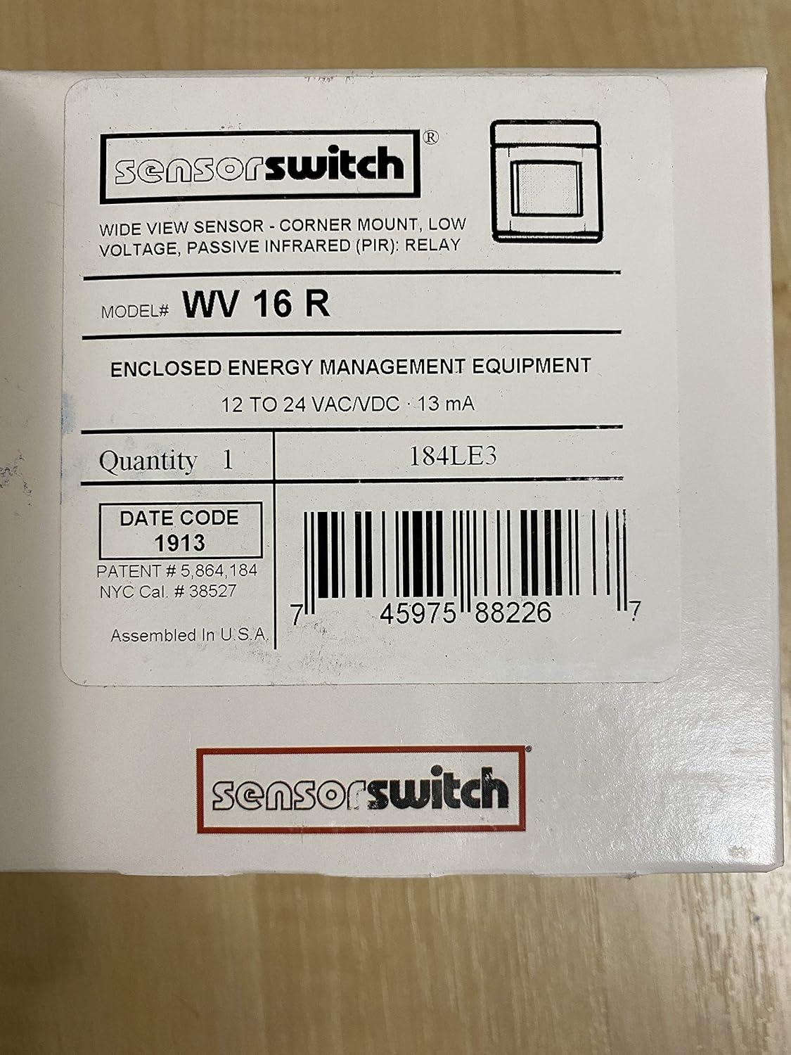 SensorSwitch WV-16-R Wideview LV sensor w/relay