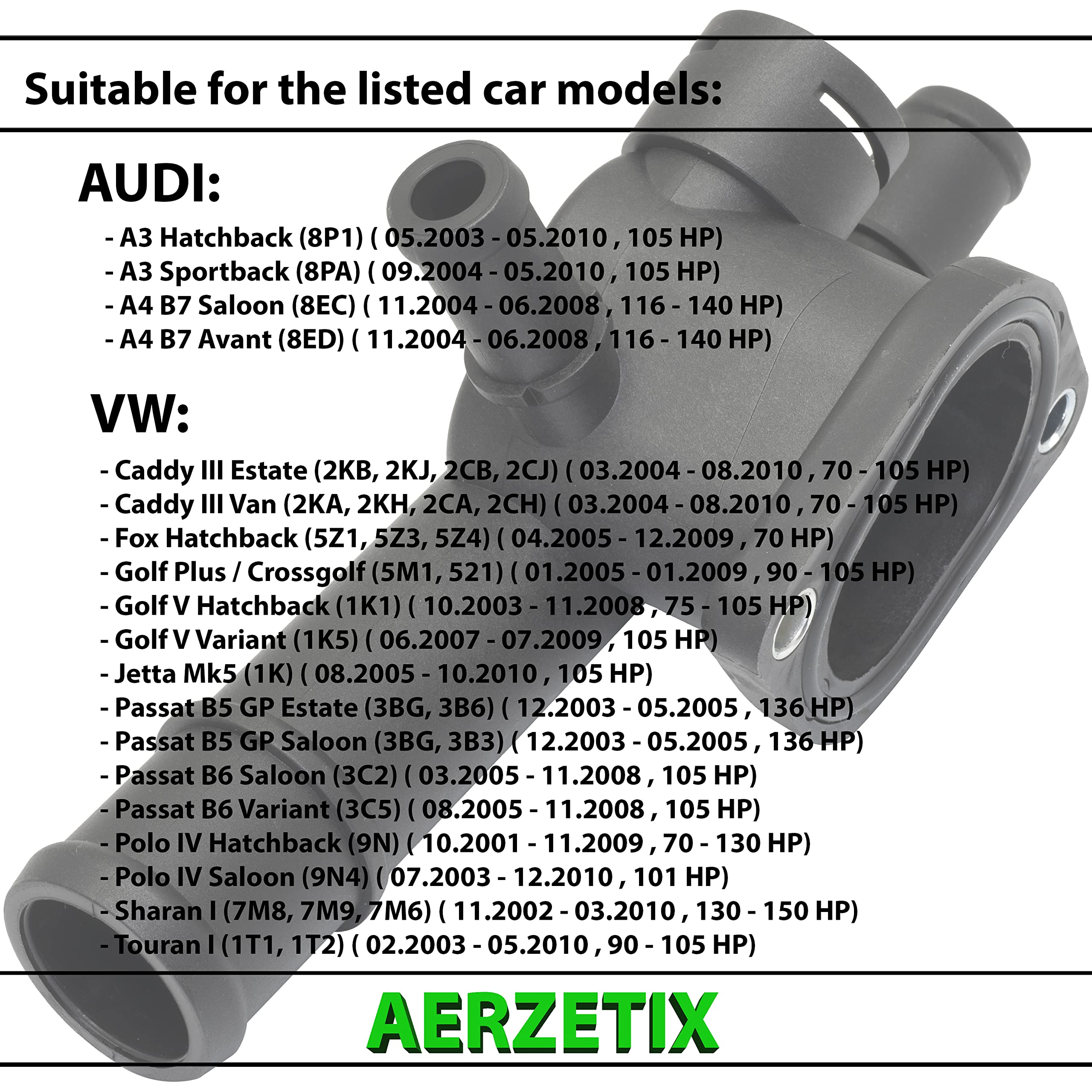 AERZETIX - C66183 - Brida de líquido refrigerante con anillo de estanqueidad - culata de cilindro, lado caja de cambios - compatible con 038121132D
