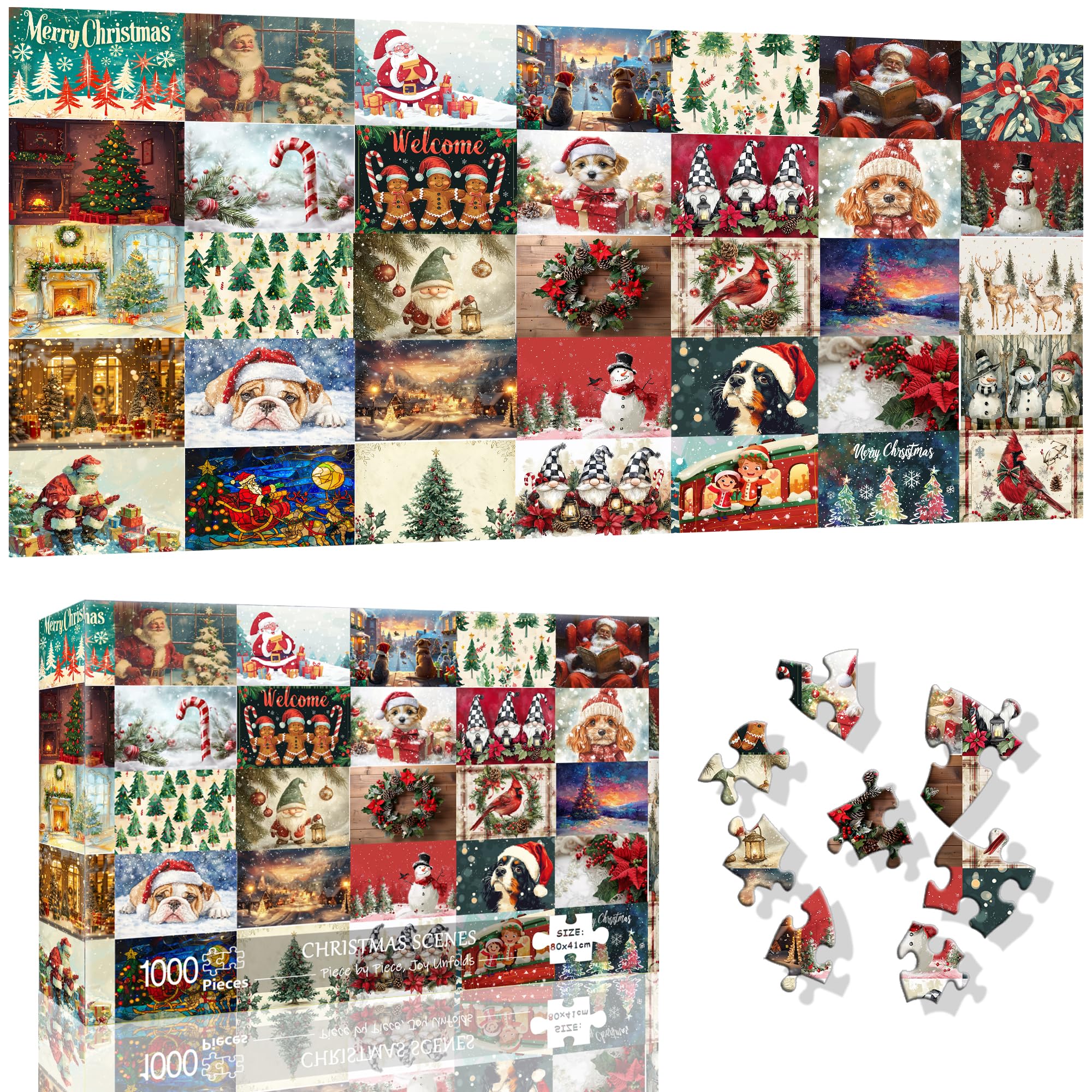 VAIIEYO Christmas Jigsaw Puzzles for Adults 1000, Winter Scene Jigsaw Puzzles