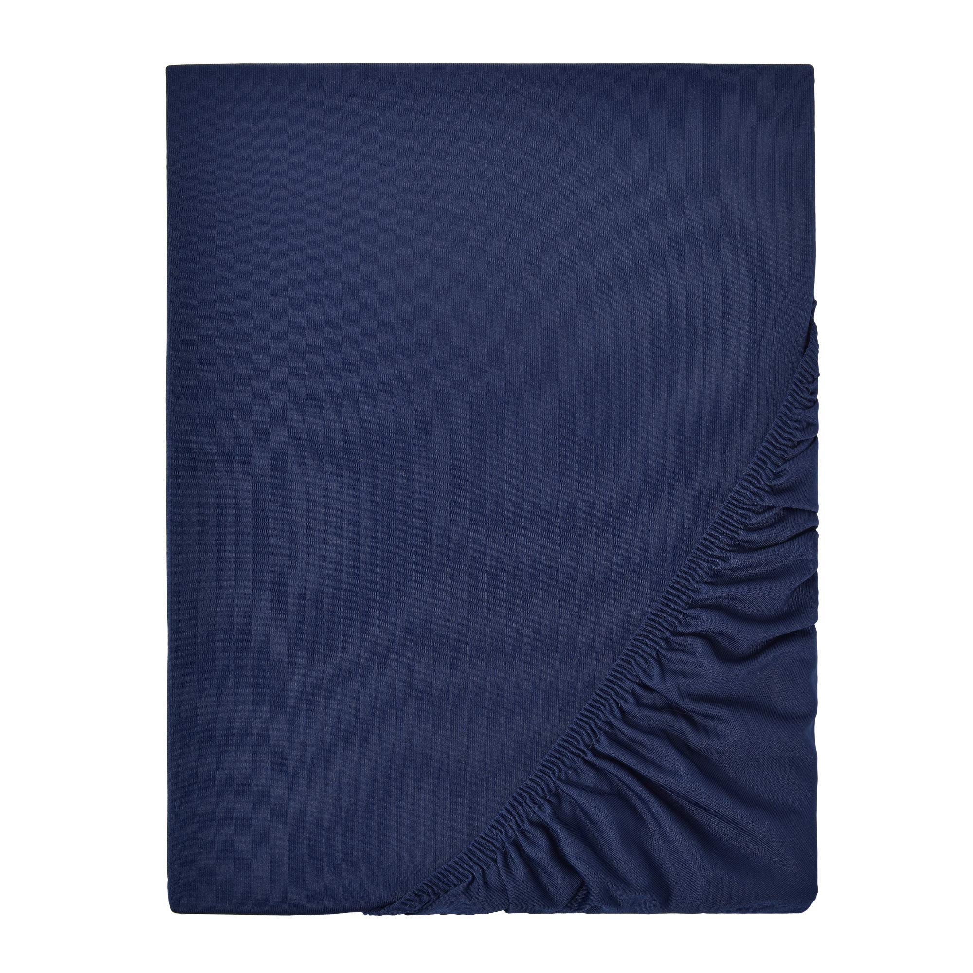 Lenzuola Con Angoli Elasticizzati In Cotone Biologico 100% – Set 2 Pezzi Blu Navy – 90/100x200 Cm + 30 Cm - 2