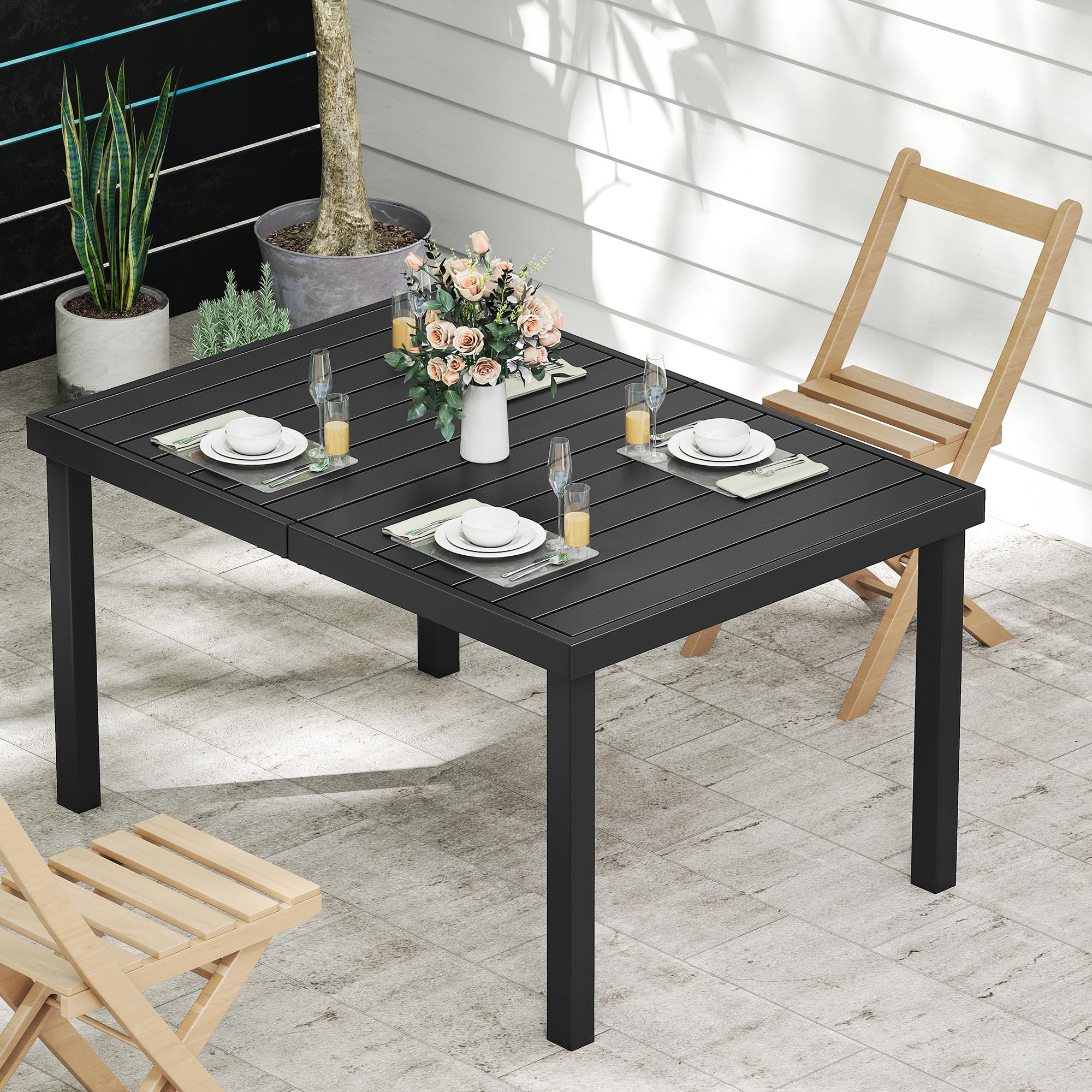 DWVO Aluminium-Gartentisch 140cm, Outdoor Tisch für Terrasse & Garten