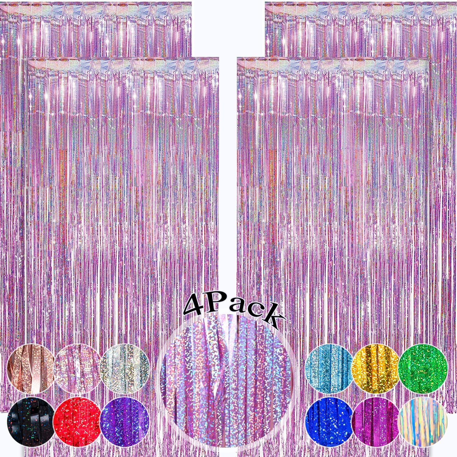 3 Pack Fringe Streamers Backdrop Curtains, Tinsel Backdrop Fringe Backdrop Party
