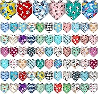 Reginary 72-Pack Adjustable Dog Bandanas Bulk - 36 Styles Triangle Bibs Scarves for Pet Costumes & Fashion