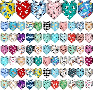 Reginary 72-Pack Adjustable Dog Bandanas Bulk - 36 Styles Triangle Bibs Scarves for Pet Costumes & Fashion