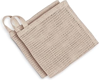 Bean Products Hemp Washcloth - Loose Weave Design for Effective Cleaning - Open Knit Exfoliating Wash Cloth - Fast Drying, Hemp & Organic Cotton - 10” x 12”, 2 Pack