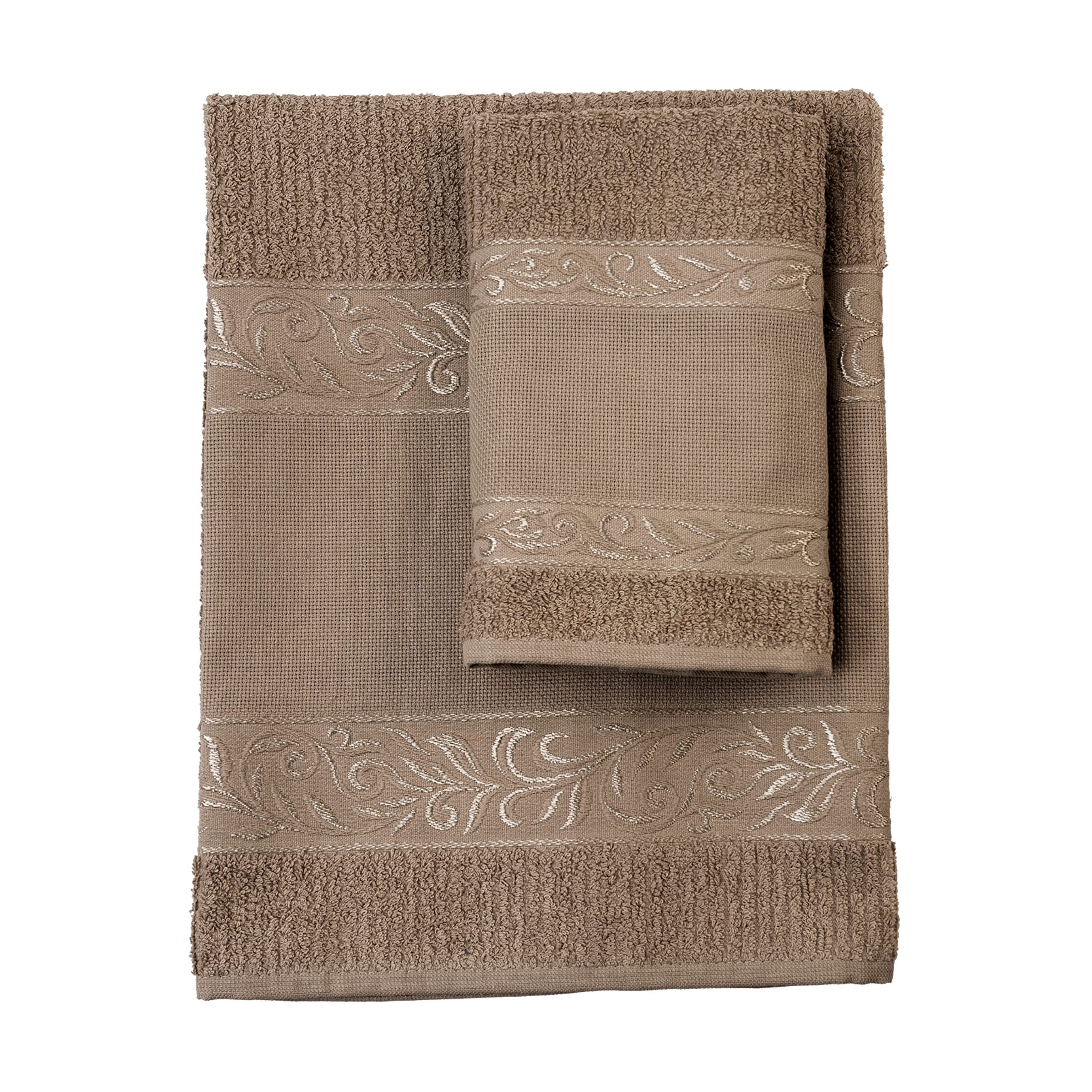 Serviettes De Bain à Personnaliser - Set 2 Pièces Avec Bande Aida Pour Point De Croix - 100% Coton, Made In Italy