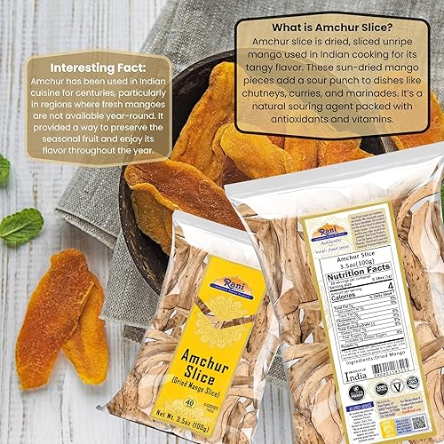 Miniatura 4 de Rani Amchur (Mango) - Rebanadas enteras secas de 3.5 onzas (3.53oz)  Todo natural, origen indio, sin color, apto para gluten, vegano, sin OMG, sin