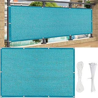Tela rectangular de 50 x 100 cm, protección UV, con ojales, bridas para cables, para patio al aire libre y jardín, refugio contra el viento, color azul