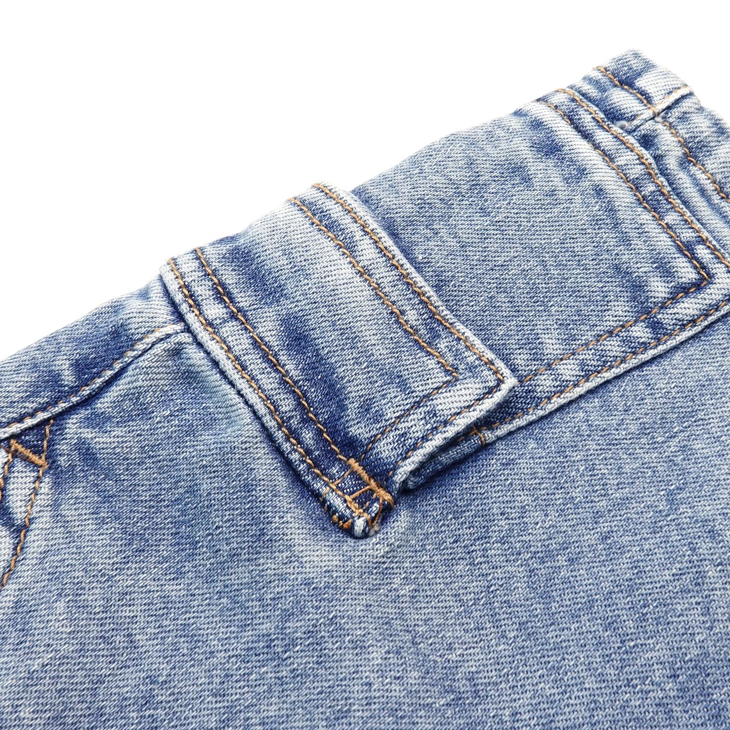 KIDSCOOL SPACE Pantalones cortos de mezclilla para niños, cintura elástica acanalada con cuerda, jeans de verano medio cargo