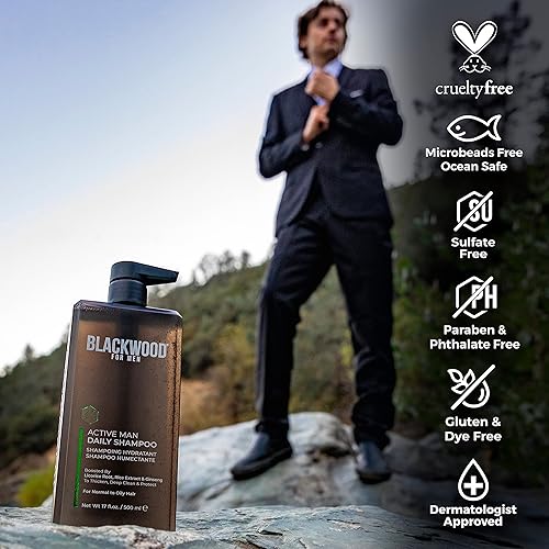 Miniatura 4 de Blackwood For Men Active Man Champú diario y gel de baño Pure Moisture - Sin sulfato, sin parabenos y libre de crueldad (17 onzas)