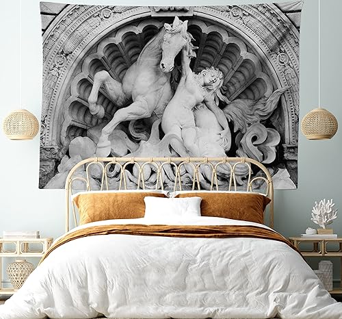 Miniatura 131 de Ambesonne Tapiz hawaiano, Costa Na Pali en la isla de Kauai en Hawái, día soleado, horizonte de montaña, colgante de pared para dormitorio, sala