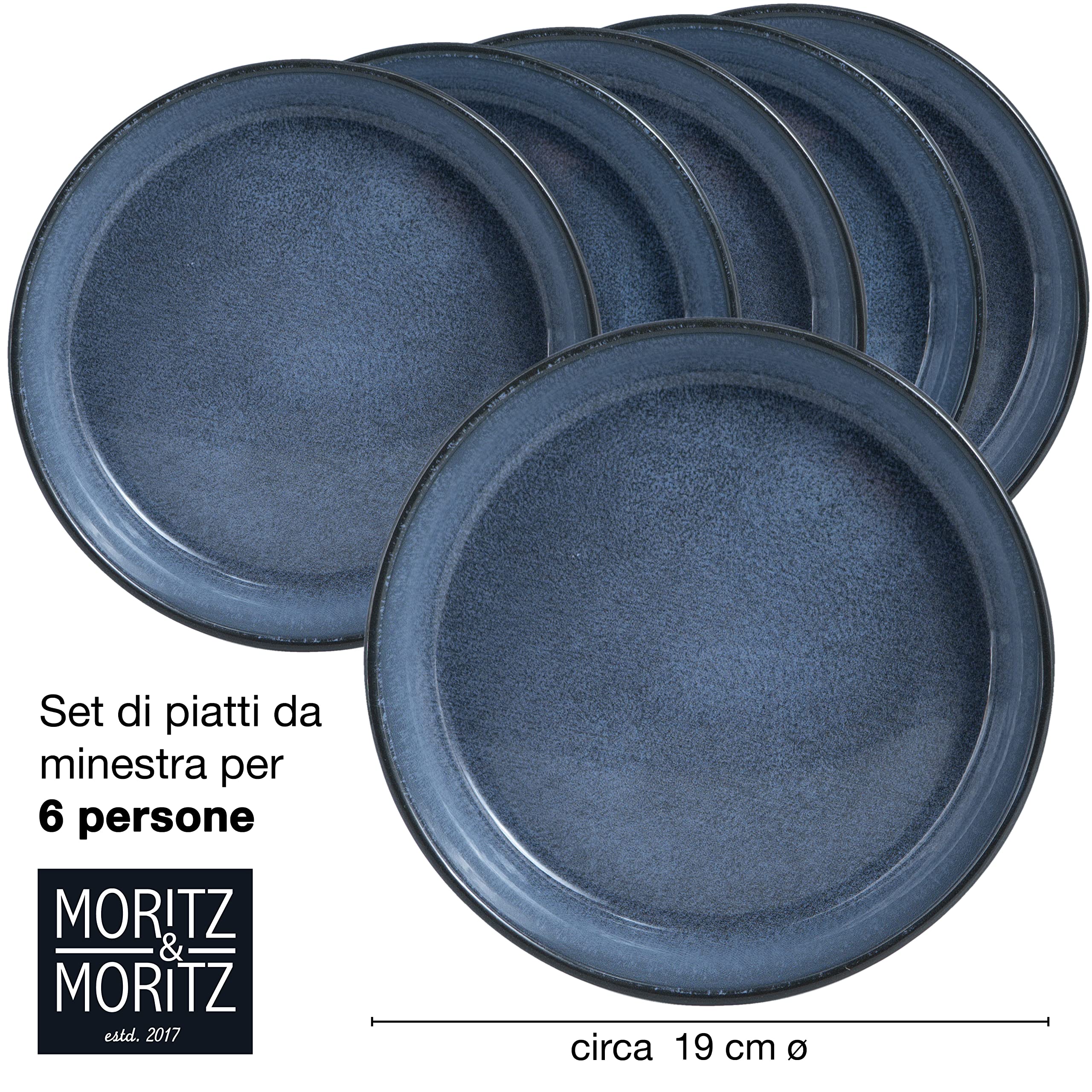 Moritz & Moritz VIDA - Set di 6 piatti fondi per 6 persone, in porcellana, lavabili in lavastoviglie e adatti al microonde