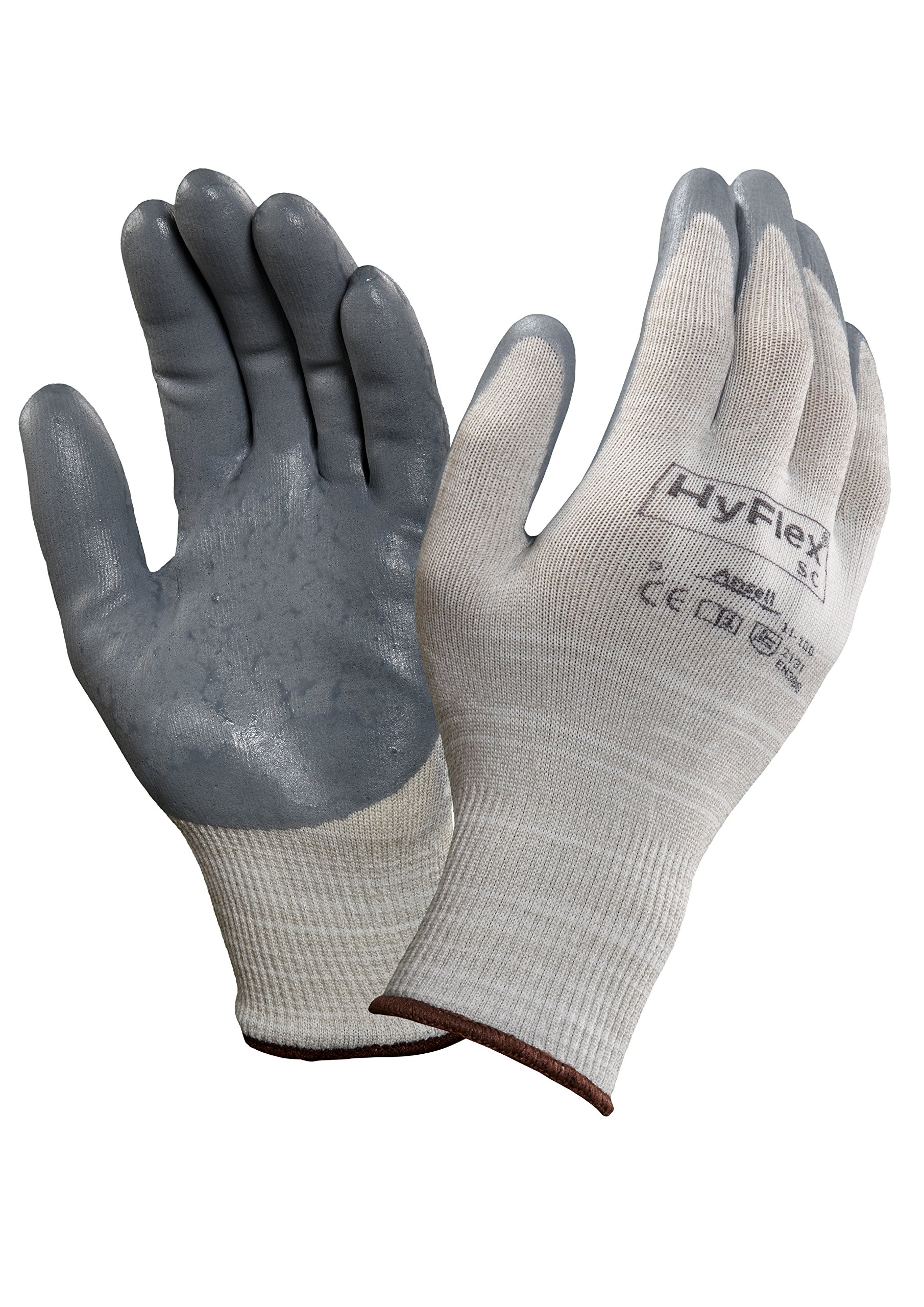 AnsellHYFLEX 11-100 Cut-Resistant Foam Nitrile Coated Nylon Gloves w/Touchscreen Compatibility for Auto, Manufacturing - XS (6), Grey (1 Pair)