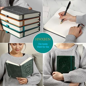 Notebook A5 Dotted - 256 Pages 140 gsm Ink-proof Paper PU Hard Cover - Dotted Bullet Journal for School Office & Everyday Use - Journal Book for Women & Men (14.5 x 21 cm Premium Grey)