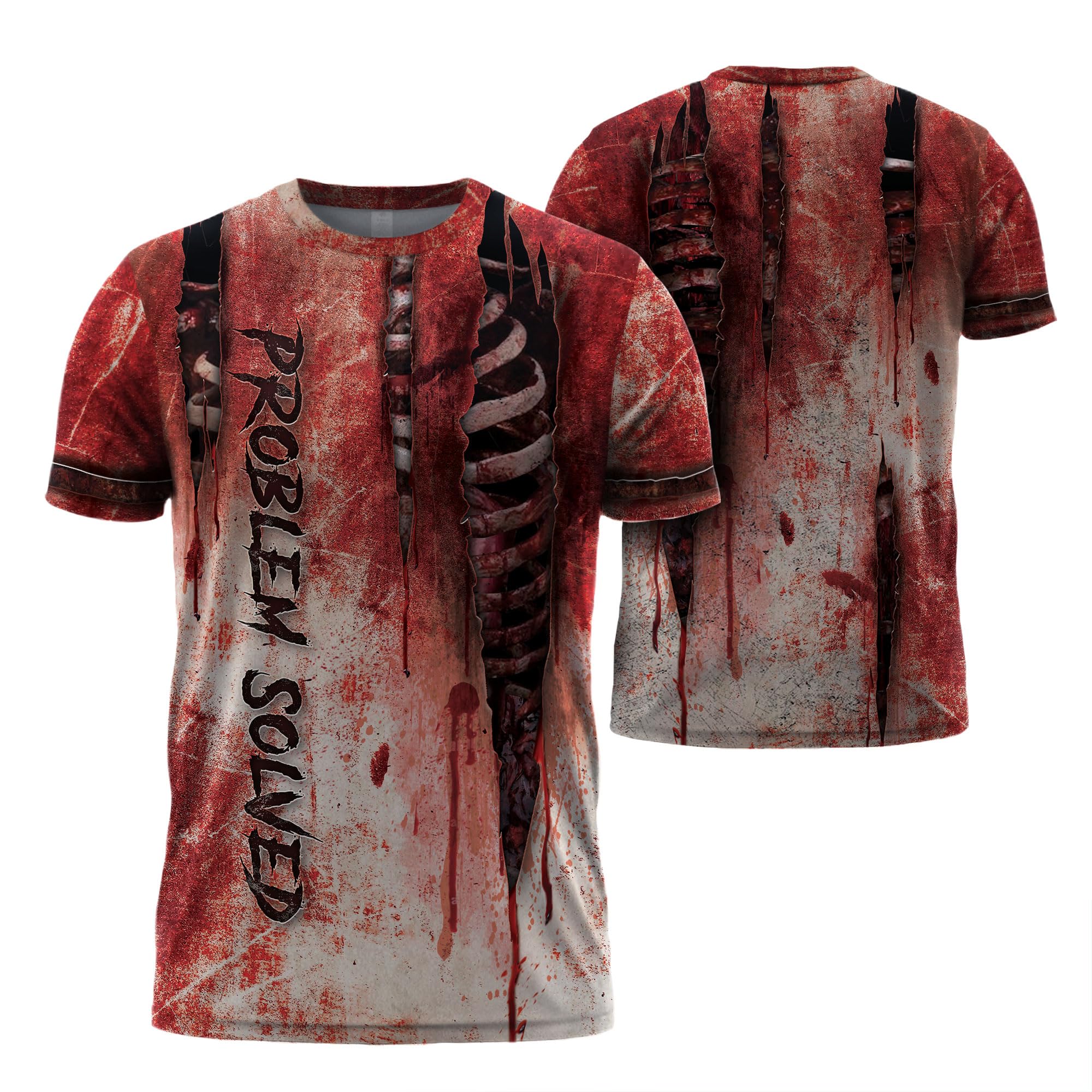 YupifyProblem Solved Bloody Shirt Men, Problem Solved T Shirt, Halloween Tshirts, Im Fine Bloody Shirt, Horror Tshirts 1