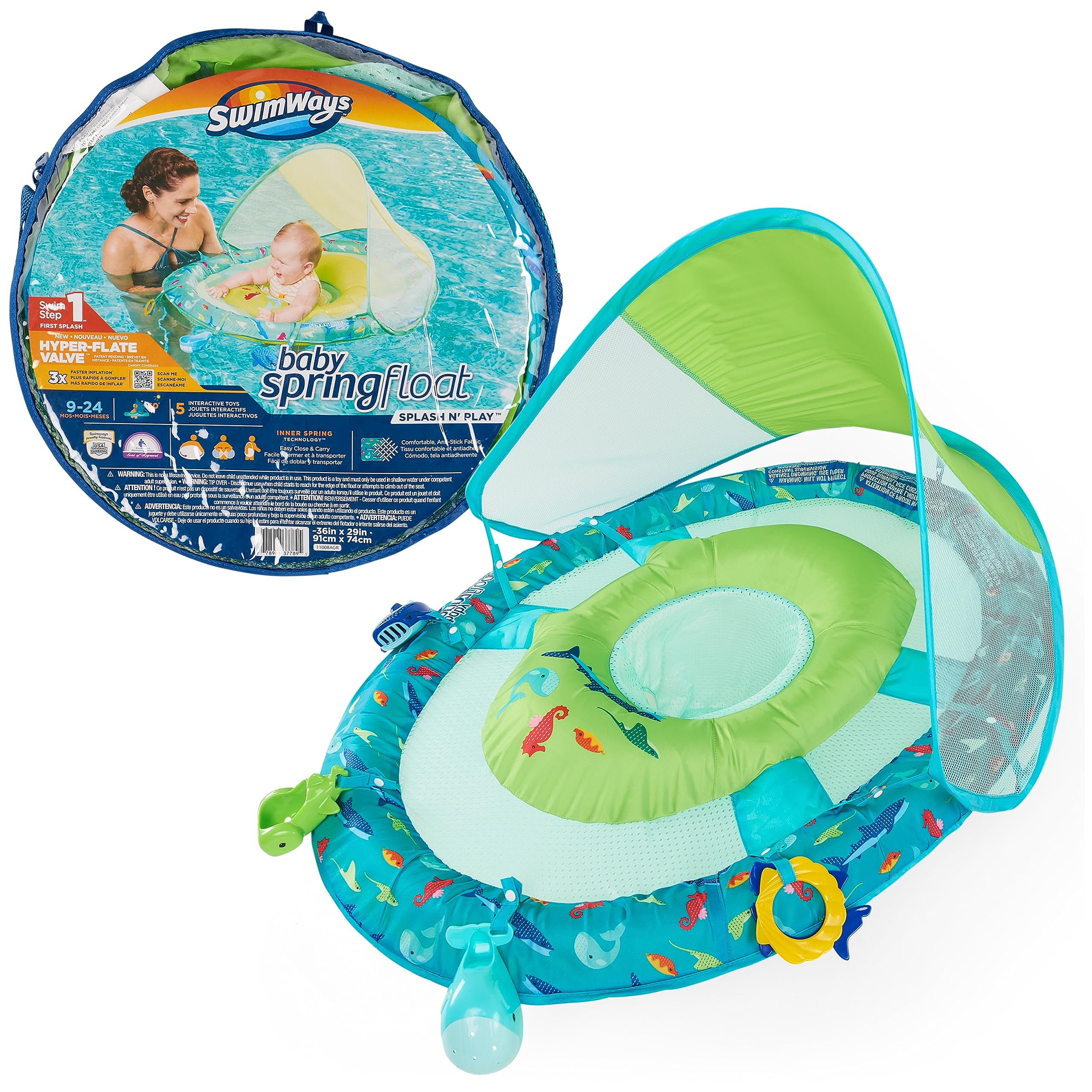 Disque Rebond Aerobie SwimWays - Jeu Extérieur Famille - 20,3cm - À Partir De 5 Ans - Néon