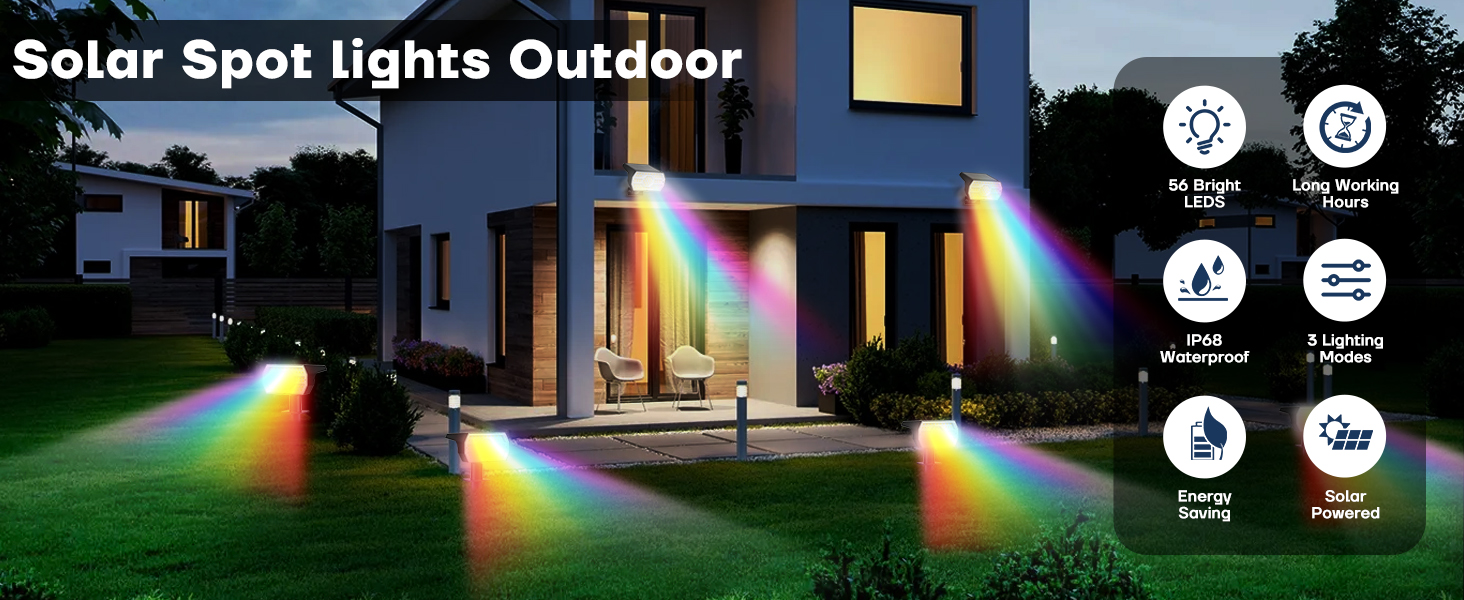 ❣️SOLAR. RGB Solar Multicolor Lights Outdoor, 7 Lighting Modes Solar