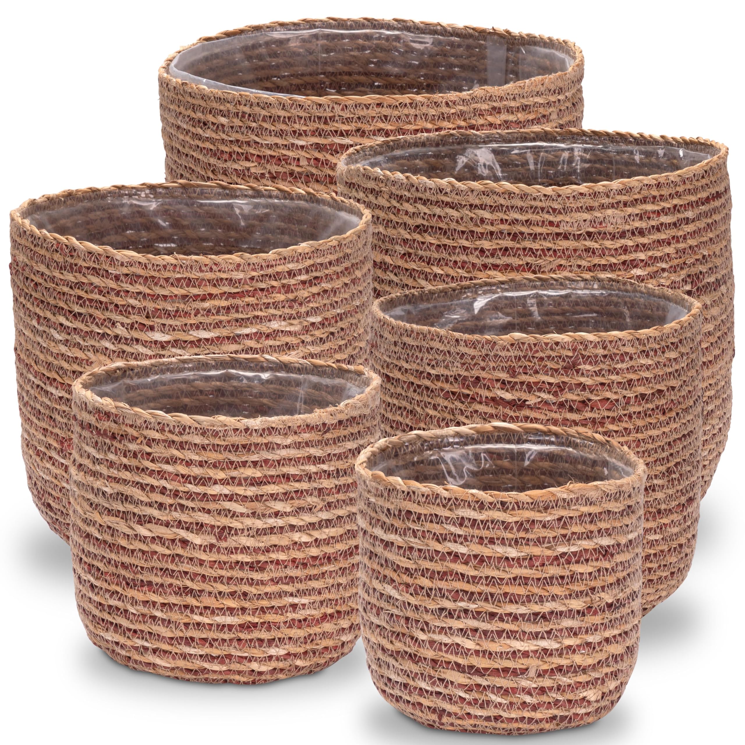 Decorasian Pot De Fleurs En Jonc De Mer - Cache-Pot Tressé - Panier à