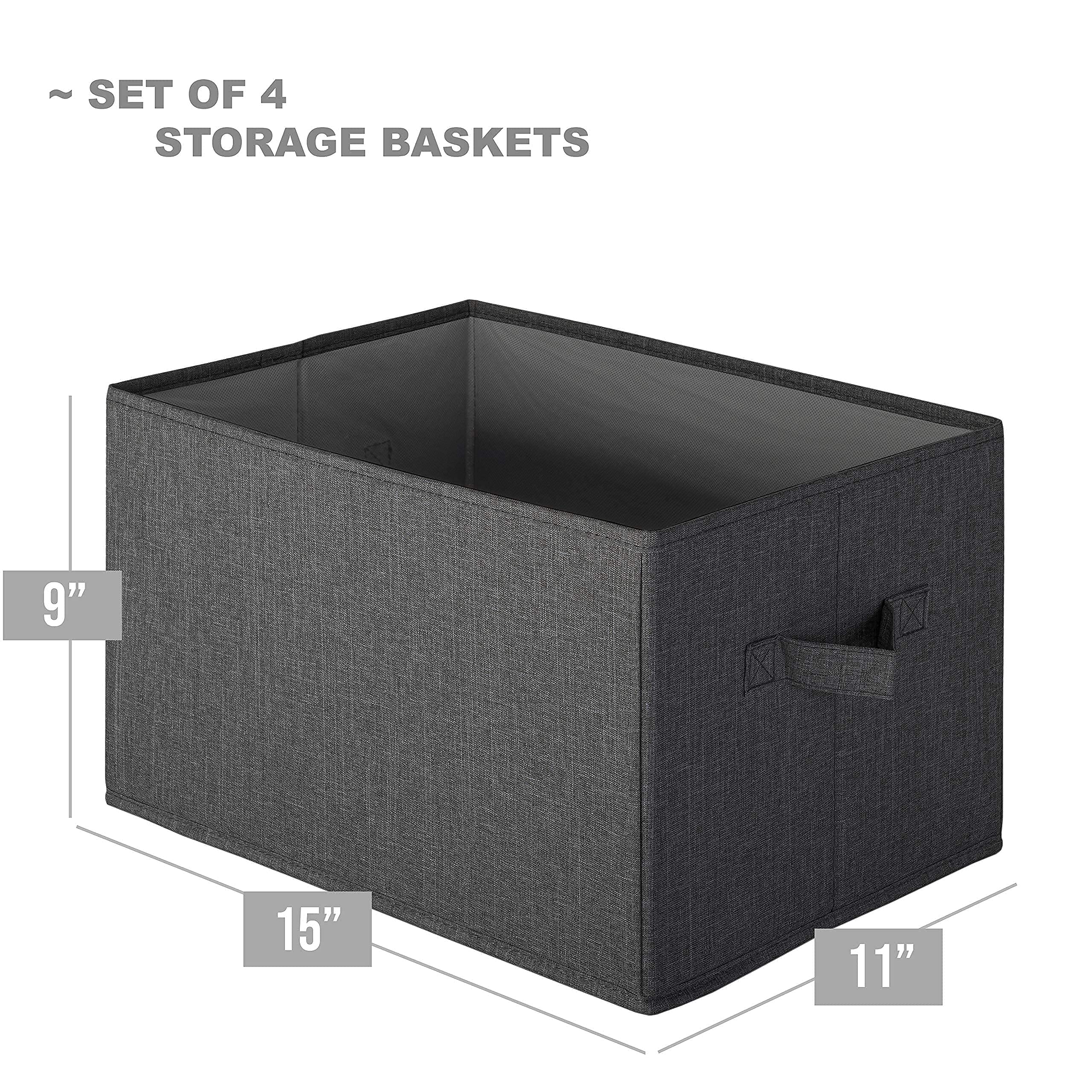 Pomatree Storage Baskets 4 Pack Sturdy Large Fabric Bins Foldable