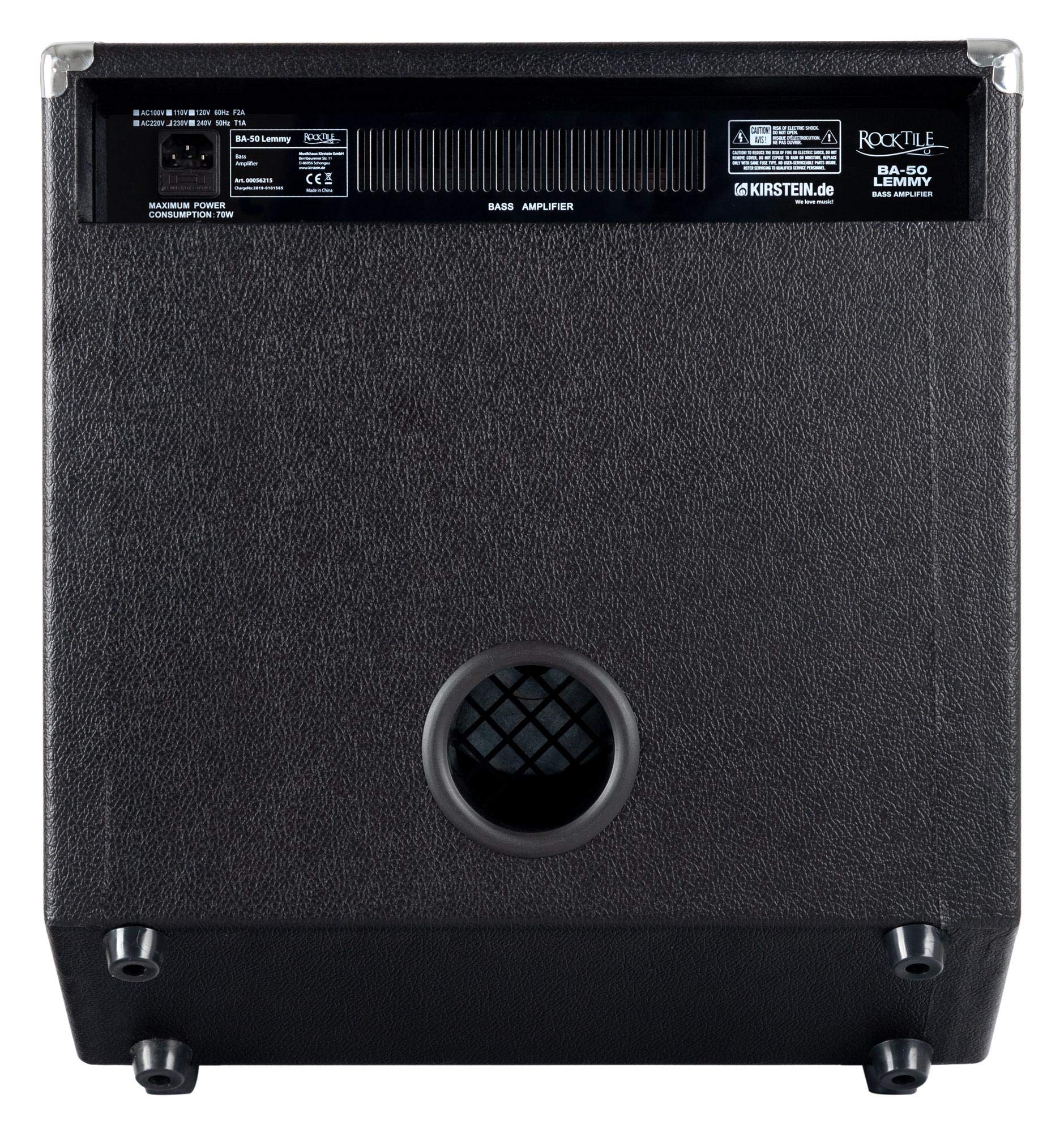 Rocktile BA-50 Lemmy Basscombo 50 Watt, Potenza in uscita: 50 Watt RMS | Speaker: 12" (30, 5 cm), Equalizzatore a 3 bande, Aural Enhancer, Cabinet inclinato, 2 ingressi jack da 6, 35 mm), Maniglia