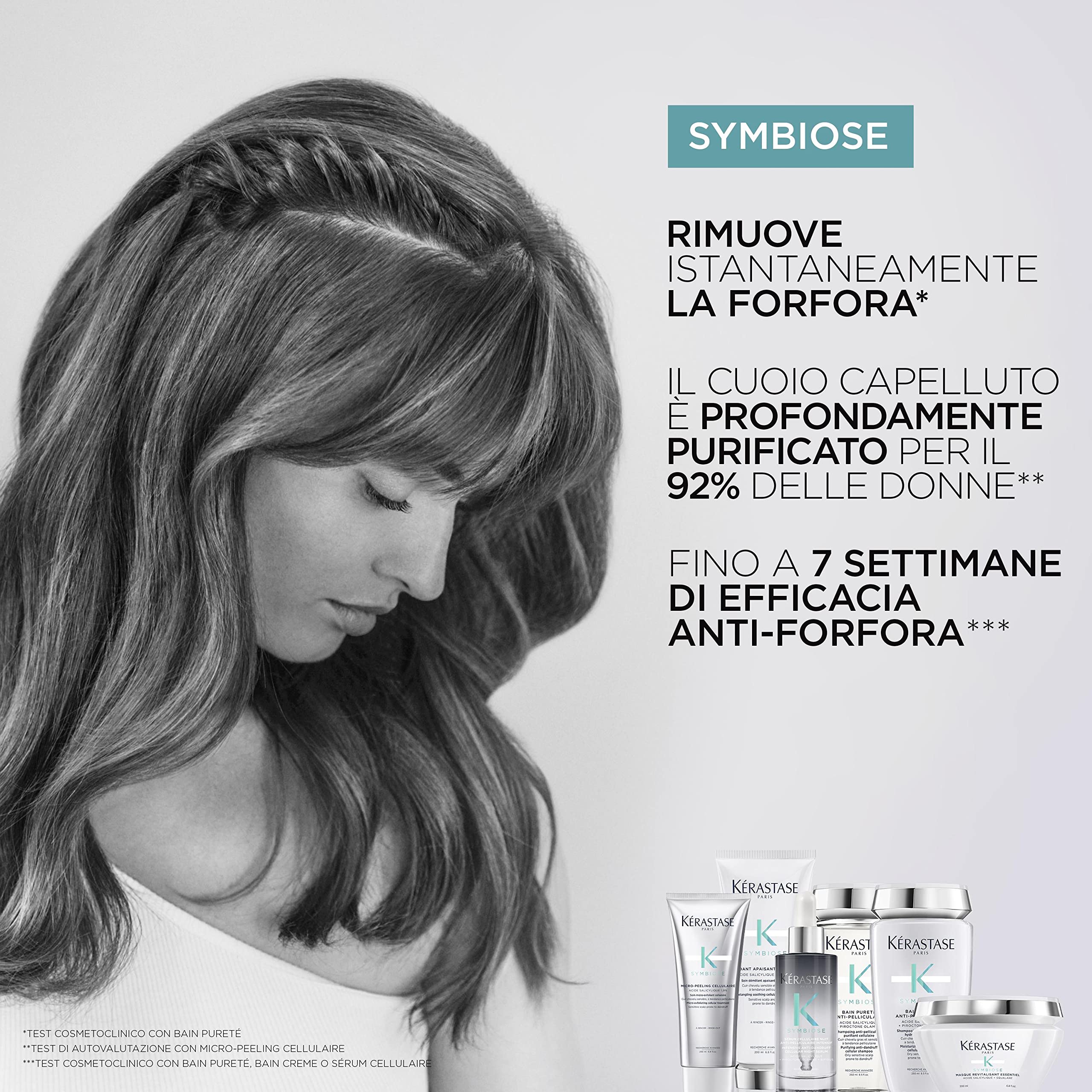 Kérastase, Symbiose, Routine Anti-forfora per Cuoio Capelluto Secco & Sensibile, Senza Solfati, Shampoo Bain Creme Anti Pelliculaire + Balsamo Apaisant Essentiel