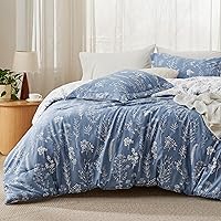 Vista 11 de Bedsure - Juego de edredón de tamaño king, 3 piezas, bonito, con estampado floral, 1 suave edredón reversible con diseño botánico de flores y 2