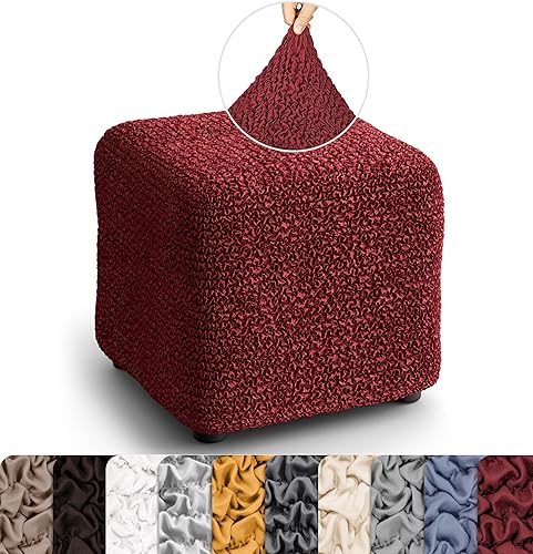 Miniatura 19 de PAULATO BY GA.I.CO. Funda para Otomana Pequeña Funda para Taburete Funda para Puf - Funda de Tela de Poliéster Suave - Protector de Muebles Elástico