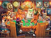 Vista 1 de White Mountain Puzzles - Poker Dogs - Rompecabezas de 500 piezas