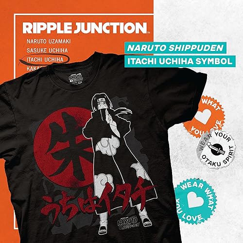 Miniatura 2 de Ripple Junction Naruto Shippuden Itachi Symbols - Camiseta unisex para adultos Negro