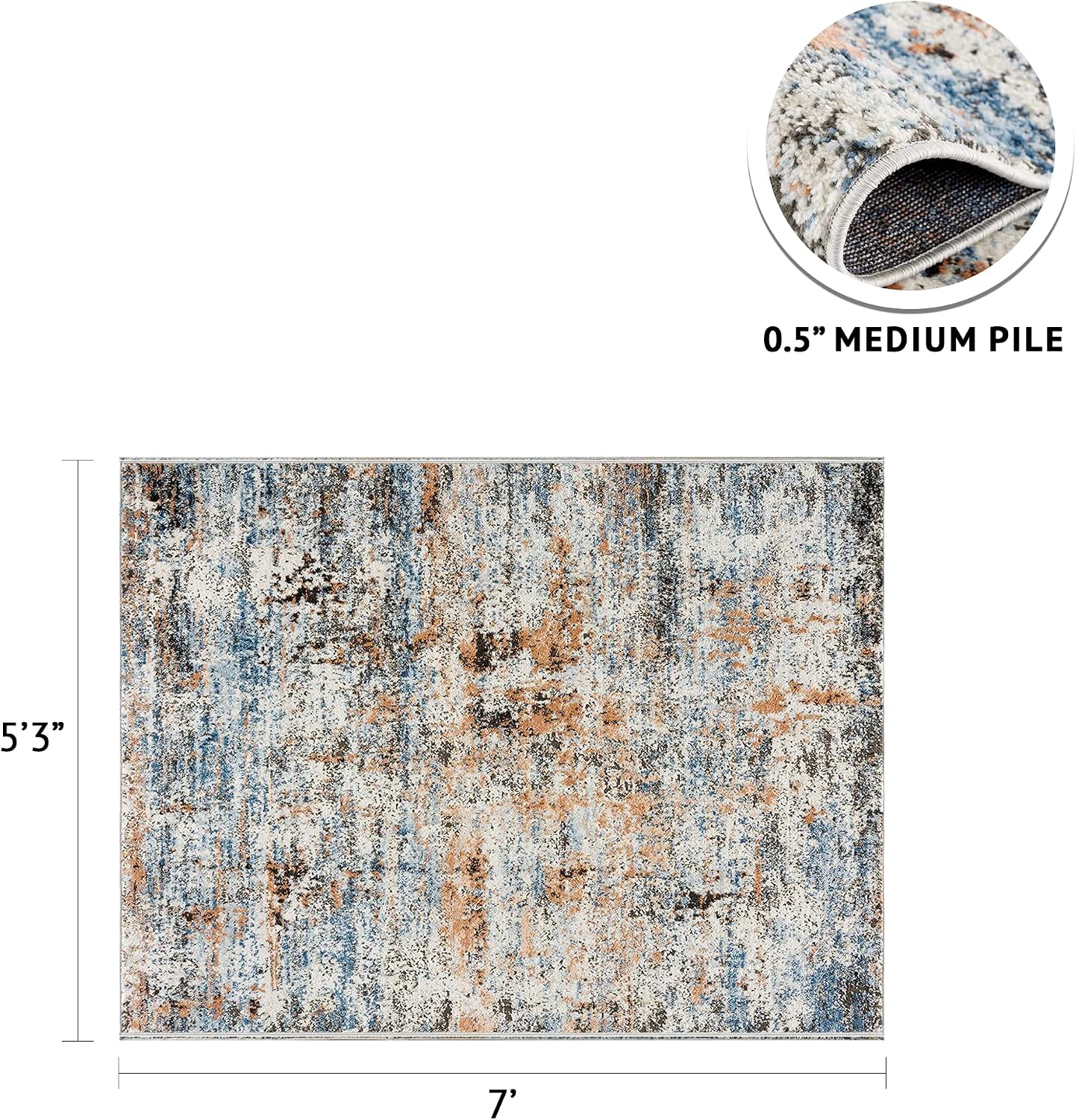 Madison Park Newport Pegasus Woven Turkish Area Rugs for Living Room, Indoor Dining Accent Modern Home Décor, Ultra Soft Floor Carpets for Bedroom, 5'3"W x 7'L, Multi