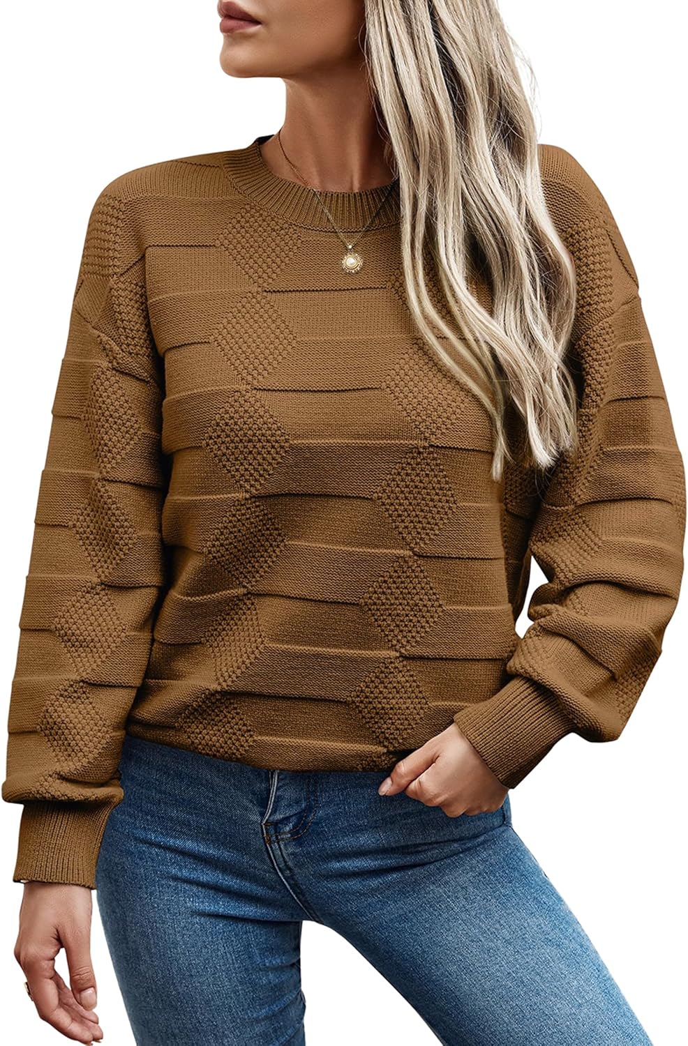 CCTOO Womens Oversized Pullover Sweaters: Chic Slouchy Plain Cable Knit Solid Color Warm Lightweight Sweater Top Khaki X-Large