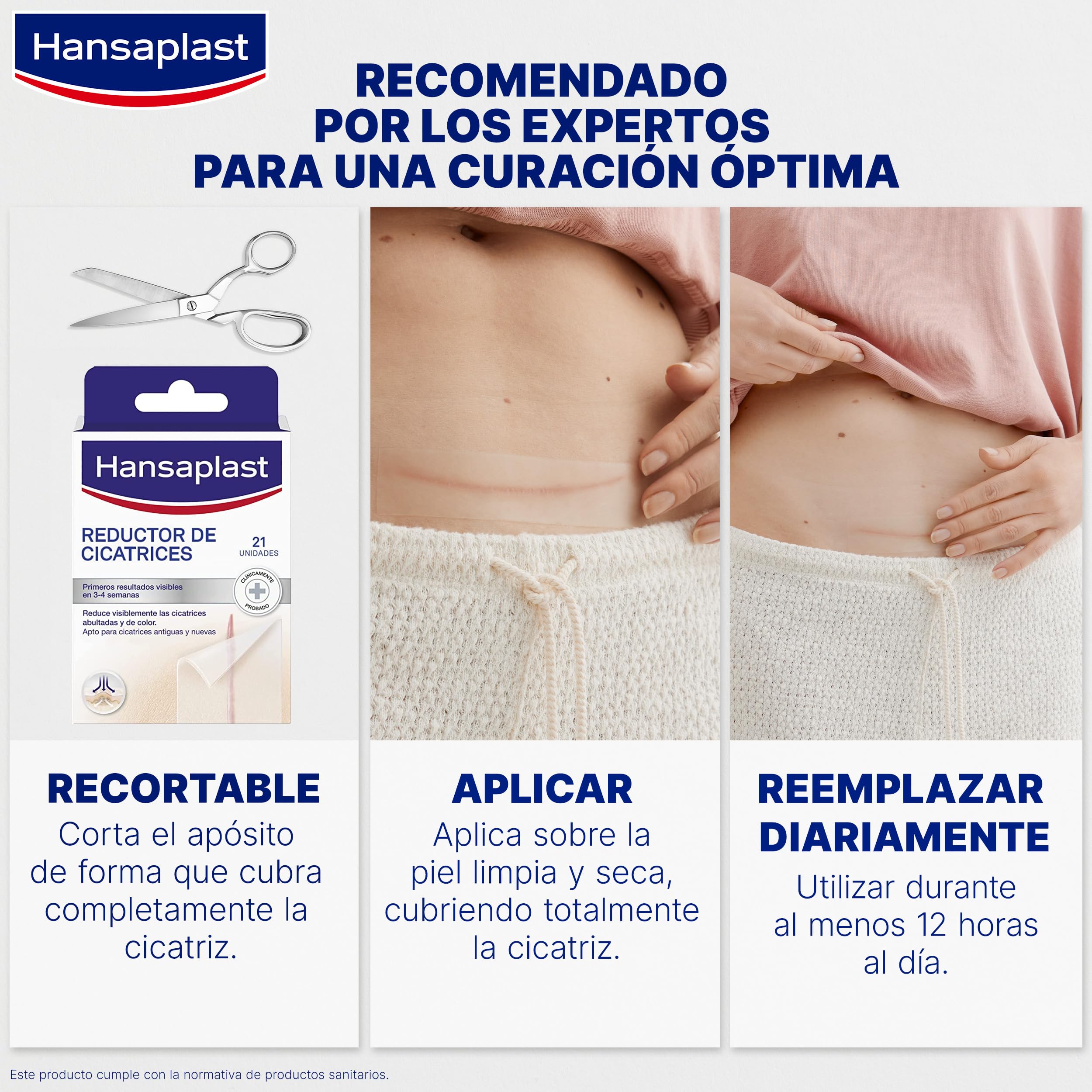 Hansaplast Reductor de cicatrices, apósito transparente, ayuda a que las cicatrices sean más planas, suaves y ligeras, apósitos adhesivos, 1 x 21 ud (3,8 cm x 6,8 cm)