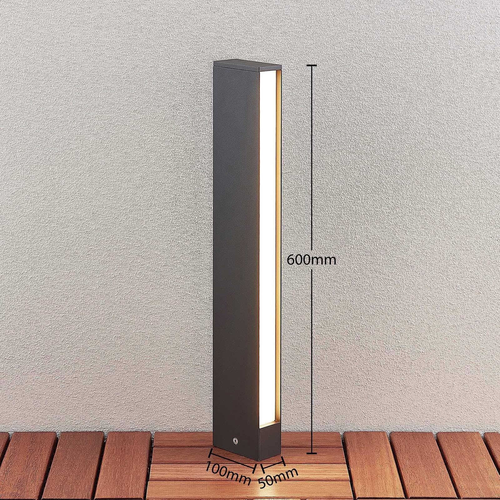 Lucande Lampada LED da esterni (Moderno) colore Grigio, in Alluminio lampadina inclusa lampioncino paletto luminoso lampada viale lampione